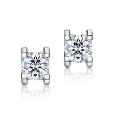 Exquisite Design Lady Moissanite Earrings 925 Sterling Silver Stud Earrings